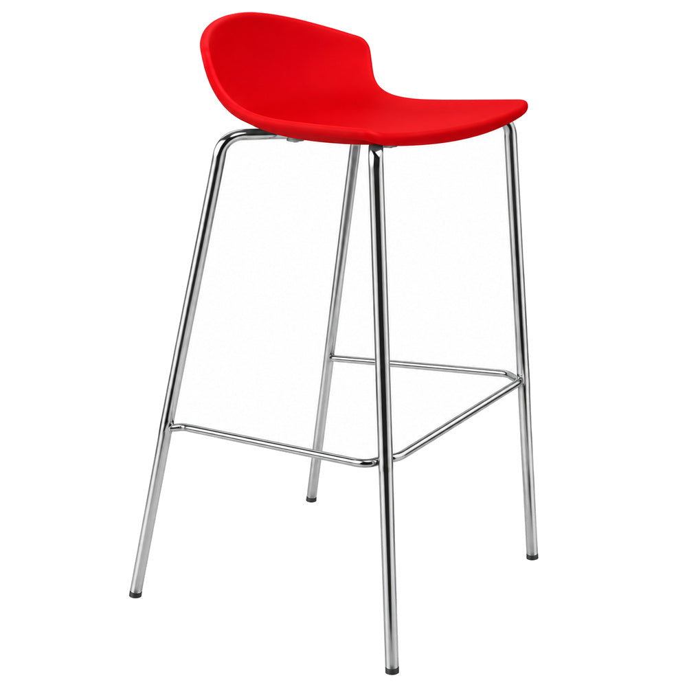 Banco Alto H77 cm con Descansapiés para Barra - LABENZE BANCO EASY 157-30100 - Rojo - Tecnopolímero con Estructura Metálica Cromada