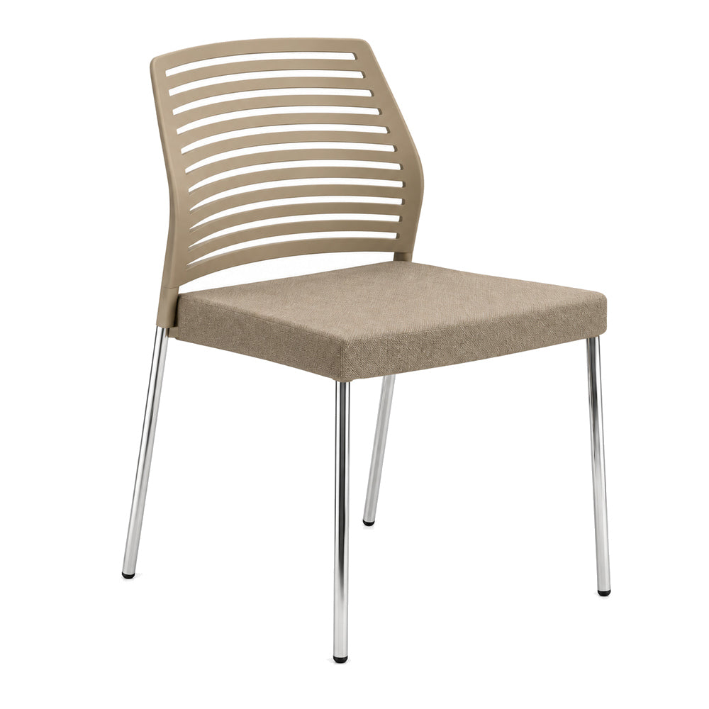 Silla Comercial con Respaldo Flexible para Restaurante - INFINITI HALL 100-05100 - Varios Colores - Asiento Tapizado con 4 Patas en Acero Gris o Cromo
