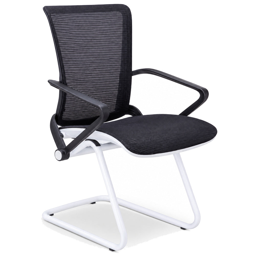 Silla de Oficina Visita Staff Base Trineo - REQUIEZ STAFF RM-9011 102-09011 - Color Único - Respaldo en Mesh Negro con Base de Trineo