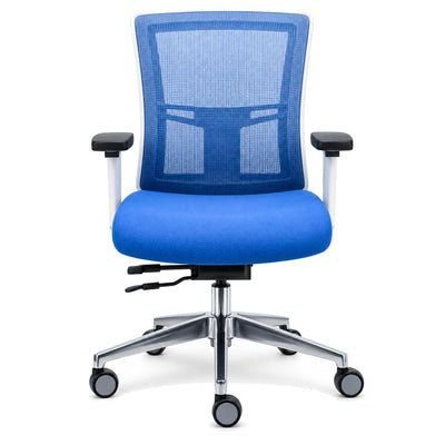 Silla de Oficina Ejecutiva Quadra Estructura Blanca - REQUIEZ QUADRA RE-1371 102-1371V - Varios Colores - Respaldo en Mesh con Base de Aluminio Pulido y Brazos Ajustables