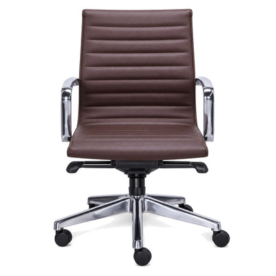 Silla de Oficina Secretarial Respaldo Medio Alto Retro - REQUIEZ RETRO RE-1751C 102-01751 - Blanco - Tapiz Poliuretano con Base de Aluminio Pulido