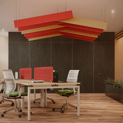 Panel Acústico para Sala de Capacitación Retardante al Fuego - NOGAL BEAT suspendido SACC 006, 1.20 x .30 mts - Varios Colores Aislante Térmico Reciclado Retardante al Fuego No Tóxico Paneles Acústicos Soluciones Acústicas Oficina Acondicionamiento Acústico Reducción de Ruido Privacidad Acústica Diseño Acústico Espacios de Trabajo Productividad Bienestar Laboral Concentración Comunicación Eco Ruido de Fondo Distracciones Ambientes de Trabajo Salas de Reuniones Espacios de Colaboración Instalación Ambientada