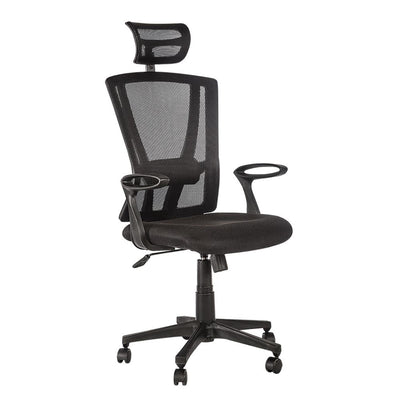 Executive Office Chair with Lumbar Support - ALBAR BREAK-E - Black - Upholstered Seat and Mesh Backrest