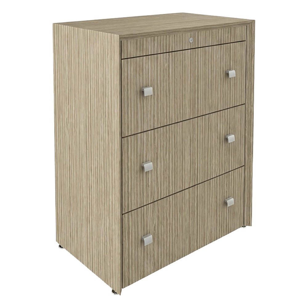 Archivero Horizontal para Archivo - GEBESA CONTEMPO - 3 Gavetas - Frente 80 cm - GCC360 - GEBESA - NOGAL BEAT - Archivero