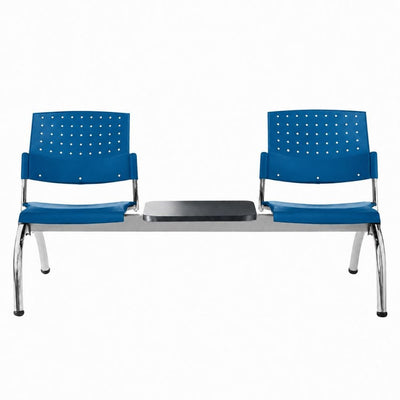 Banca Área de Espera Diferentes Plazas y Mesas - LABENZE ARETA - Varios Colores - Asiento Tubular de Acero Pintado o Cromado - 108-2203M - Labenze - NOGAL BEAT - Banca de Visita