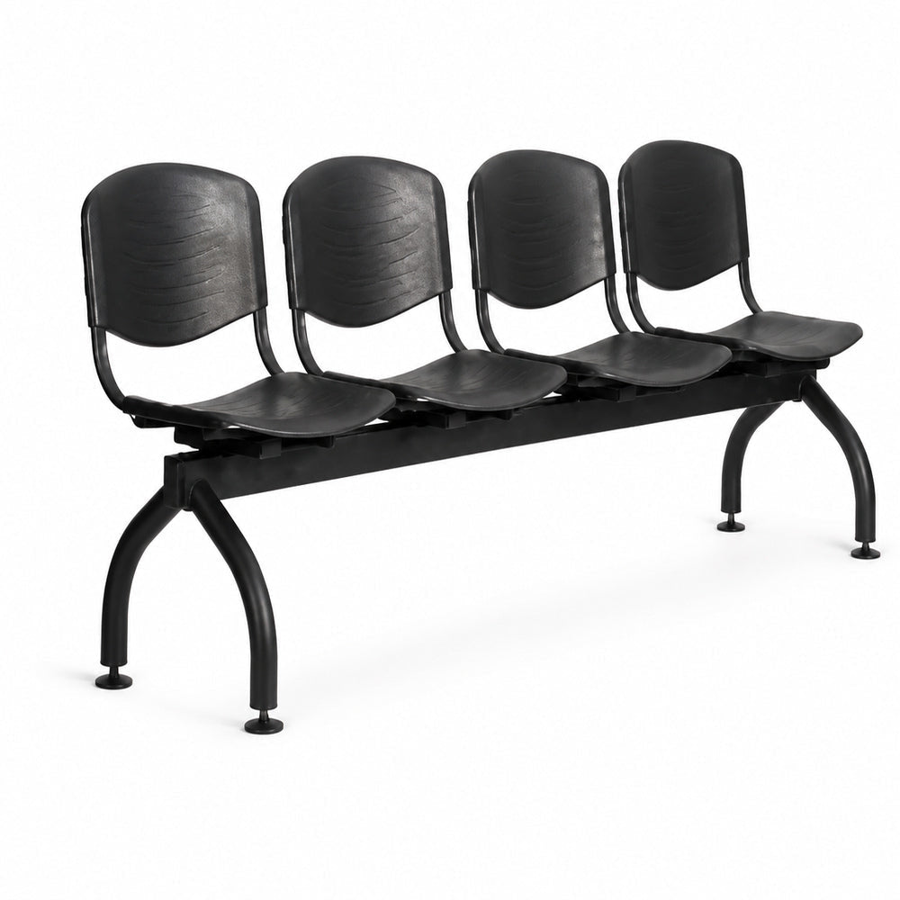 Banca de Visita para Oficina Punto Cuatro Plazas Asiento y Respaldo - VERSA ALTUS PUNTO (BANCA) - Estructura Aluminio - Patas Cromadas - AL-924 ALTUS PUNTO Patas Cromadas - VERSA - NOGAL BEAT - Banca de Visita