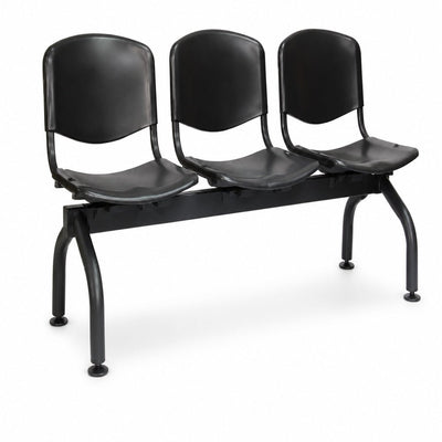 Banca de Visita para Oficina Punto Tres Plazas Asiento y Respaldo - VERSA ALTUS PUNTO (BANCA) - Estructura Aluminio - Patas Cromadas - AL-923 ALTUS PUNTO Patas Cromadas - VERSA - NOGAL BEAT - Banca de Visita