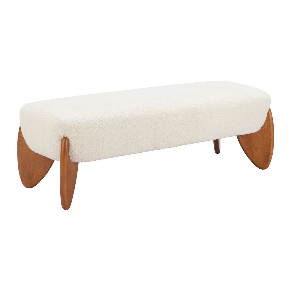 Banca para Lobby 2 Plazas - ZUO CHARM - Marfil - Asiento y Respaldo Tapizados en Tejido Texturizado - 110660 - Zuo - NOGAL BEAT - Banca