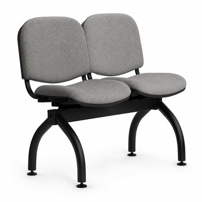 Banca para Sala de Espera 2 Plazas - VERSA ALTUS ERGO - Patas Cromadas - Asiento y Respaldo Tapizados en Tela con 4 Patas de Acero - AL-912 ALTUS ERGO Patas Cromadas - VERSA - NOGAL BEAT - Banca de Visita