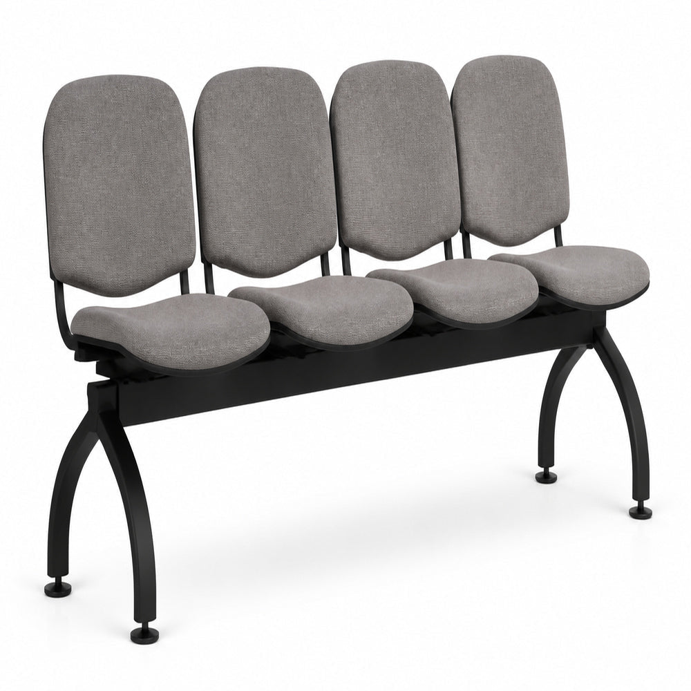 Banca para Sala de Espera 4 Plazas - VERSA ALTUS ERGO - Patas Cromadas - Asiento y Respaldo Tapizados en Tela con 4 Patas de Acero - AL-914 ALTUS ERGO Patas Cromadas - VERSA - NOGAL BEAT - Banca de Visita