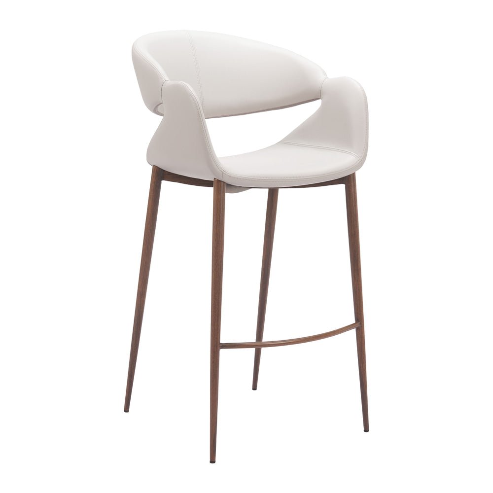 Banco Alto para Bar y Barra - ZUO LIMAY - Varios Colores - Asiento y Respaldo Tapizados en Piel Sintética - 110929 - Zuo - NOGAL BEAT - Banco Comercial