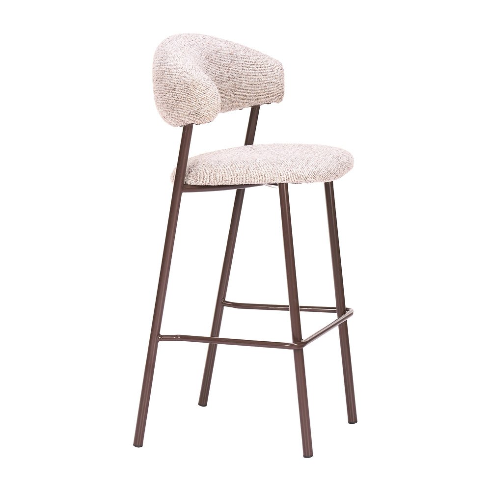 Banco Alto para Bar y Barra - ZUO SEVILLE - Beige Nube - Asiento y Respaldo Tapizados en Tela Tipo Borrego - 110924 - Zuo - NOGAL BEAT - Banco Comercial