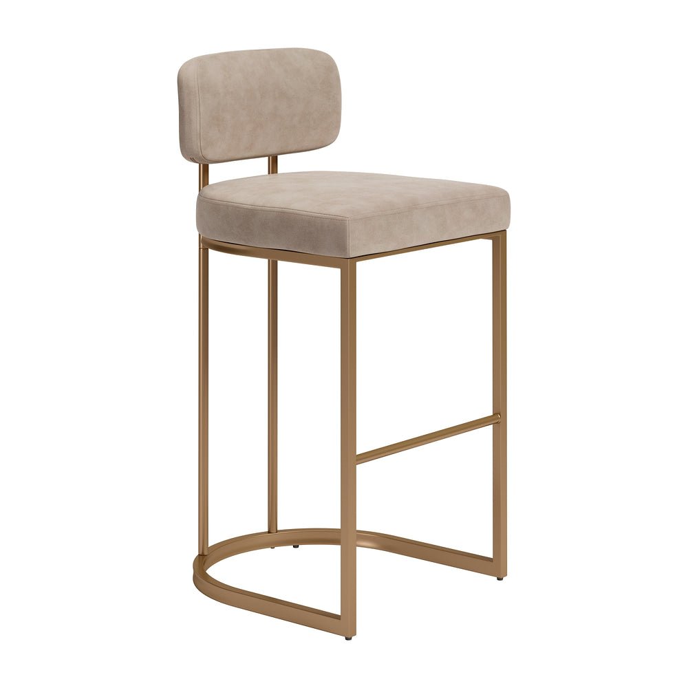 Banco Alto para Barra de Hotel - ZUO VELAR 47x51 110851 - Varios Colores - Asiento y Respaldo Tapizados en Piel Sintética - 110851 - Zuo - NOGAL BEAT - Banco Comercial