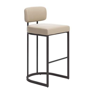 Banco Alto para Barra de Hotel - ZUO VELAR 47x51 111184 - Varios Colores - Asiento y Respaldo Tapizados en Piel Sintética - 111184 - Zuo - NOGAL BEAT - Banco Comercial