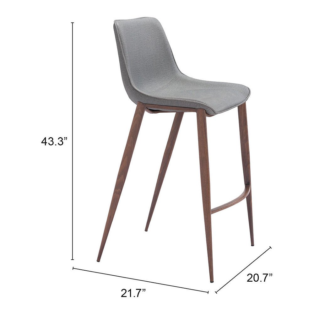 Banco Alto para Bistró - ZUO MAGNUS 53x55 109938 - Varios Colores - Asiento y Respaldo Tapizados en Piel Sintética - 109938 - Zuo - NOGAL BEAT - Banco Comercial