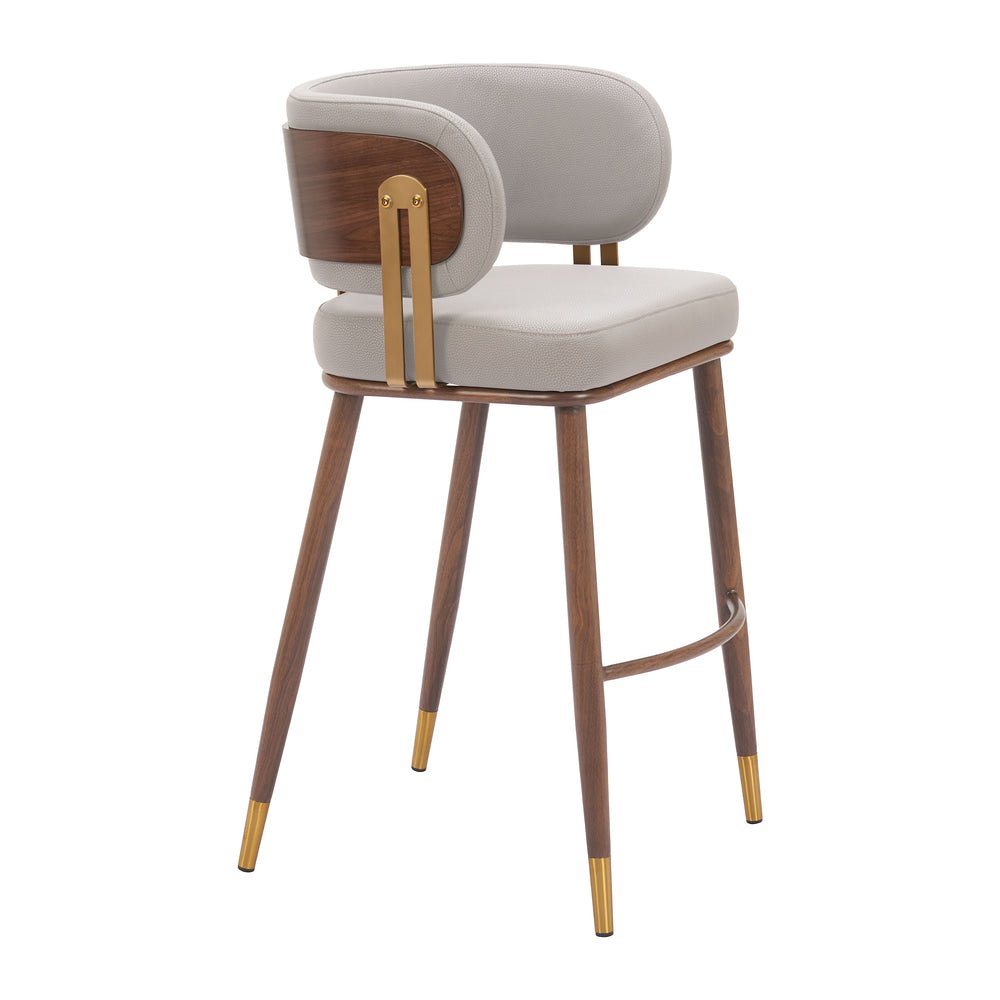 Banco Alto para Cafetería - ZUO BREW - Varios Colores - Asiento y Respaldo Tapizados en Piel Sintética - 110946 - Zuo - NOGAL BEAT - Banco Comercial