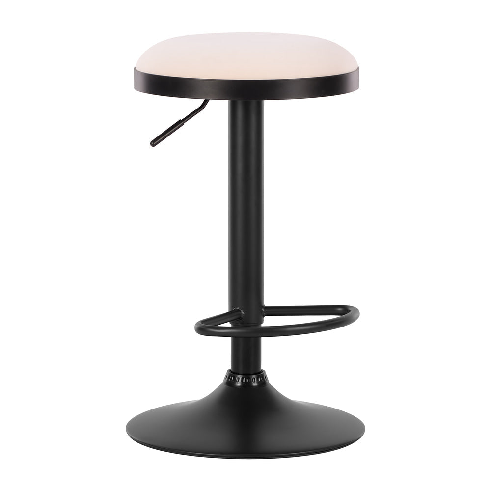 Banco Alto para Cafetería - ZUO ROSCO - Blanco - Asiento y Respaldo Tapizados en Piel Sintética - 111095 - Zuo - NOGAL BEAT - Banco Comercial