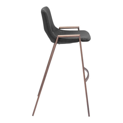 Banco Alto para Comedor de Empresa - ZUO DESI 53x55 101697 - Varios Colores - Asiento y Respaldo Tapizados en Piel Sintética - 101697 - Zuo - NOGAL BEAT - Banco Comercial
