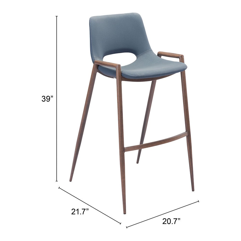 Banco Alto para Comedor de Empresa - ZUO DESI 53x55 101698 - Varios Colores - Asiento y Respaldo Tapizados en Piel Sintética - 101698 - Zuo - NOGAL BEAT - Banco Comercial