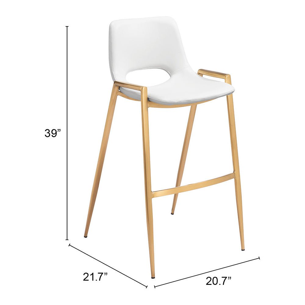 Banco Alto para Comedor de Empresa - ZUO DESI 53x55 109556 - Varios Colores - Asiento y Respaldo Tapizados en Piel Sintética - 109556 - Zuo - NOGAL BEAT - Banco Comercial