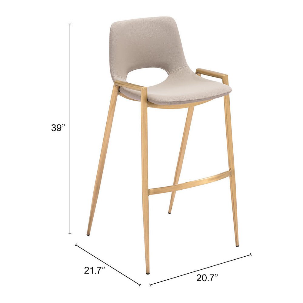 Banco Alto para Comedor de Empresa - ZUO DESI 53x55 109735 - Varios Colores - Asiento y Respaldo Tapizados en Piel Sintética - 109735 - Zuo - NOGAL BEAT - Banco Comercial