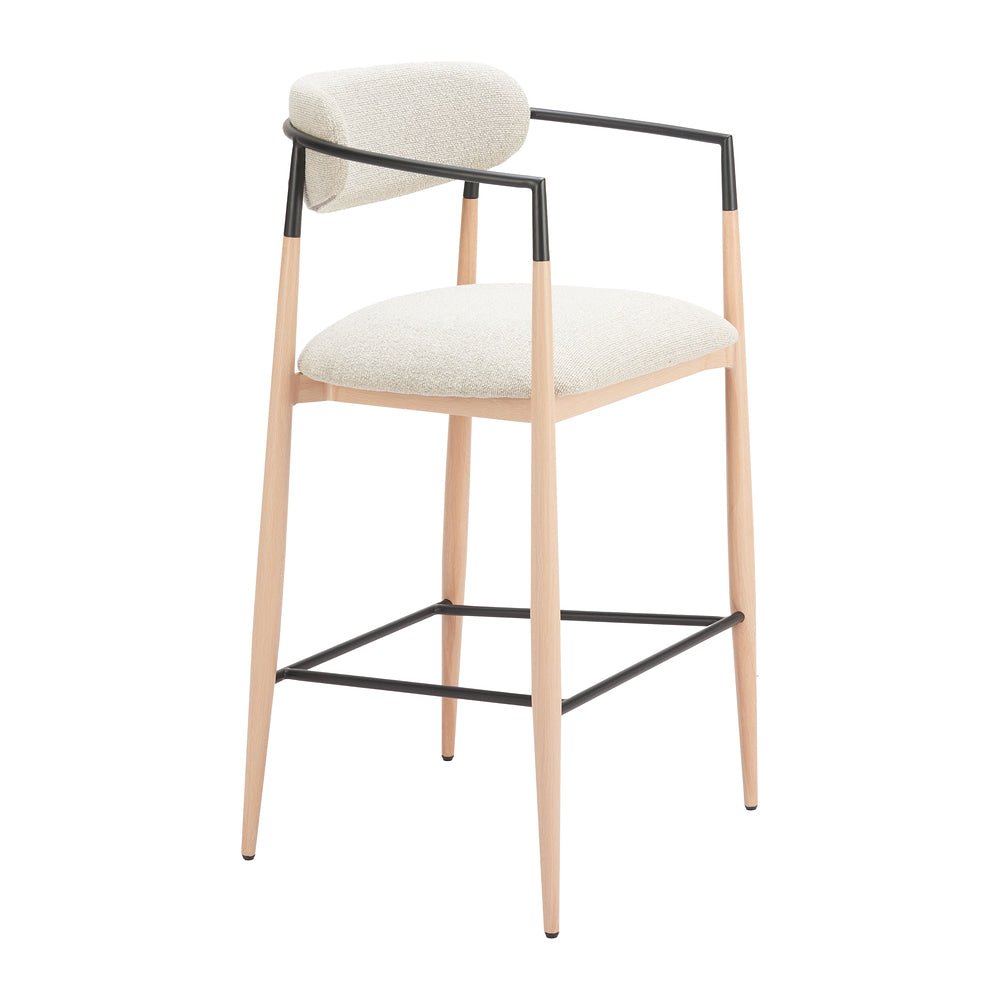 Banco Alto para Comedor de Empresa - ZUO EQUINOX - Varios Colores - Asiento y Respaldo Tapizados en Tejido Texturizado - 110855 - Zuo - NOGAL BEAT - Banco Comercial