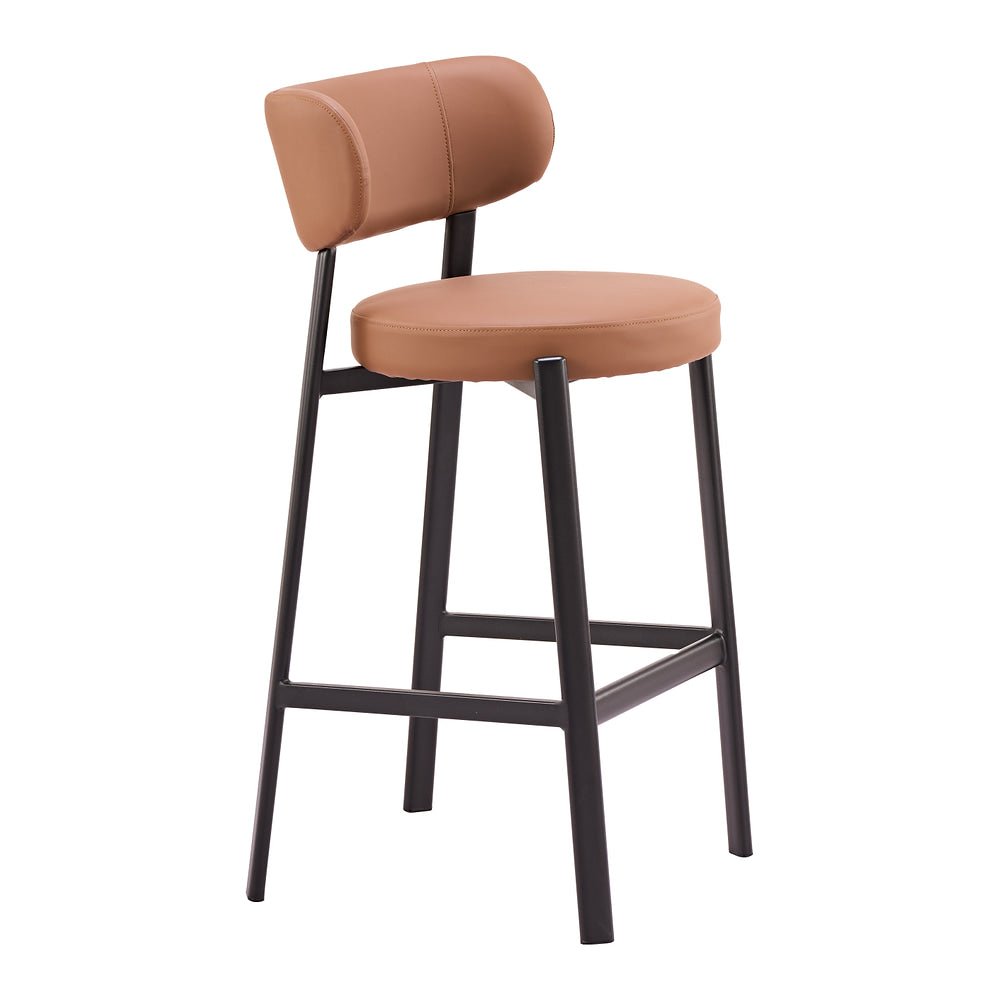 Banco Alto para Pub - ZUO PRAIRIE - Café - Asiento y Respaldo Tapizados en Piel Sintética - 111211 - Zuo - NOGAL BEAT - Banco Comercial