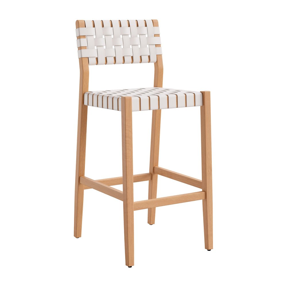 Banco Alto para Terraza y Barra Exterior - ZUO MIZUYA - Varios Colores - Asiento y Respaldo en Ratán Sintético Tejido - 704233 - Zuo - NOGAL BEAT - Banco de Terraza