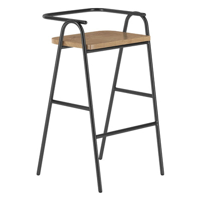 Banco Alto Respaldo Medio para Barra - GEBESA GRC HURDLE - Alto 72 cm - Asiento de Roble y Estructura de Acero - GGRH319 - GEBESA - NOGAL BEAT - Banco Comercial