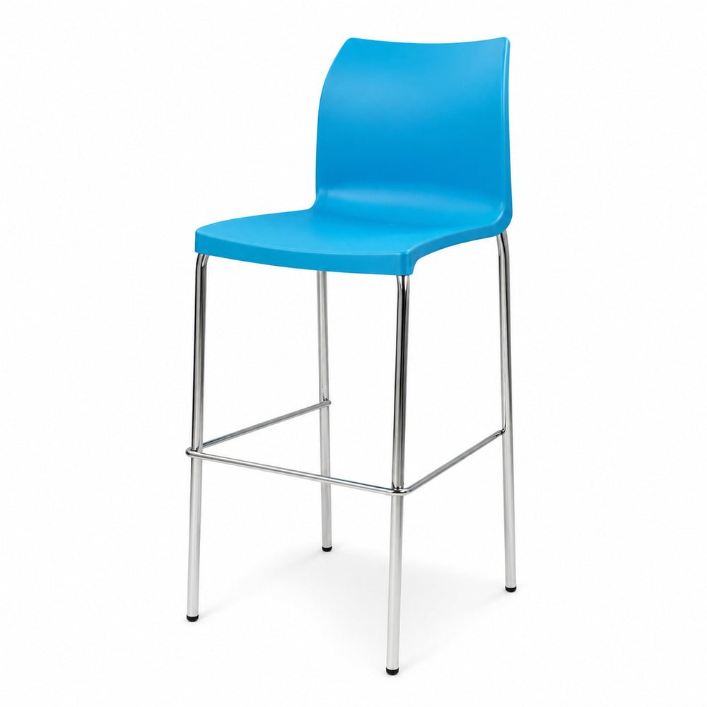 Banco Comercial para Bar Estibable - VERSA STYLE - Varios Colores - Altura 113 cm - Cuatro Patas Terminado en Cromo - AL-3021 - VERSA - NOGAL BEAT - Banco Comercial