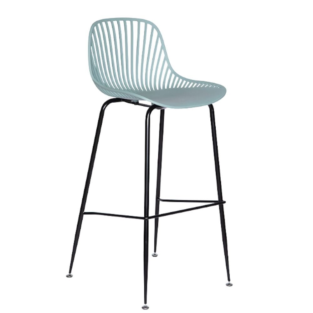 Banco comercial medio Albar PL-70 MED con asiento de polipropileno y estructura metálica negra