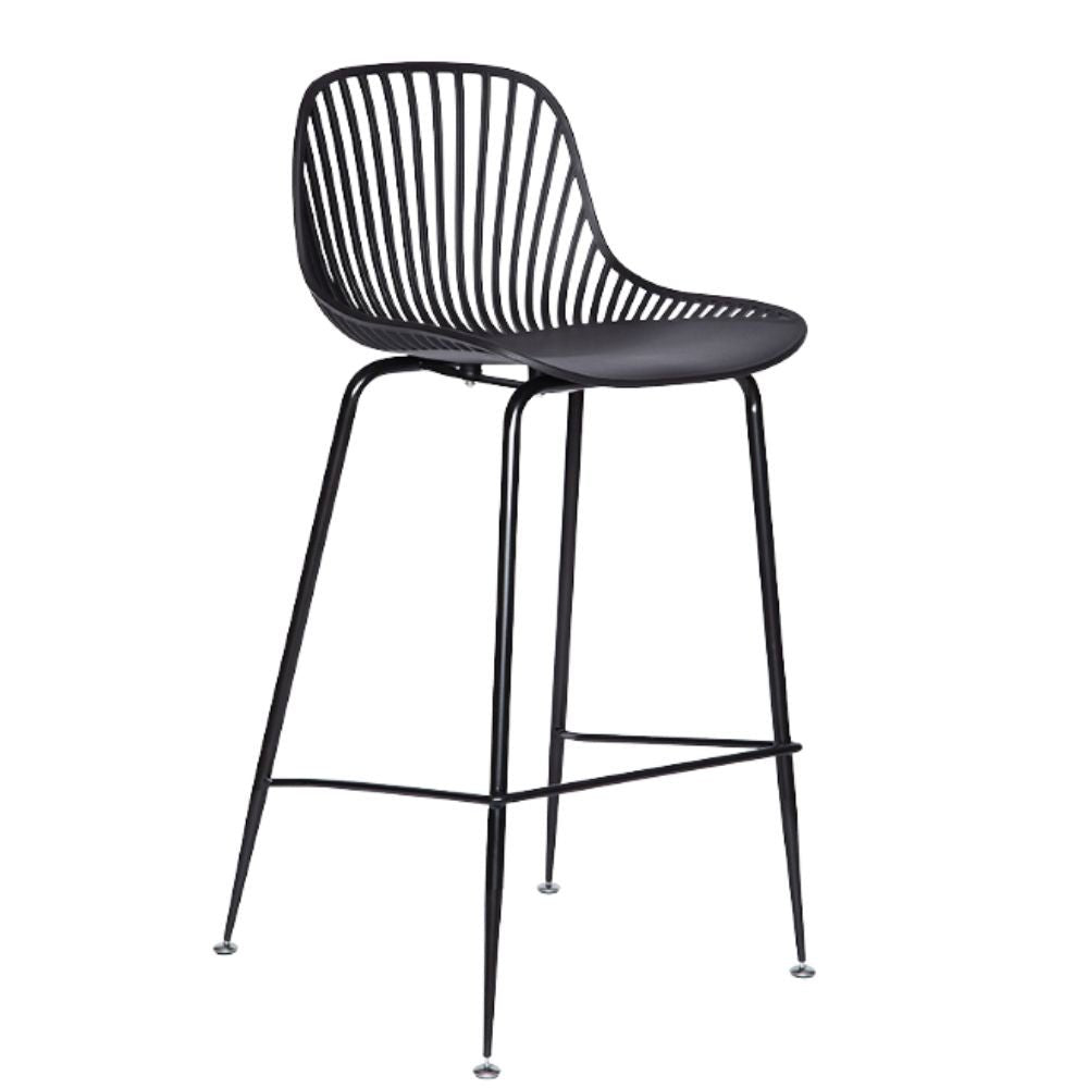 Banco comercial medio Albar PL-70 MED con asiento de polipropileno y estructura metálica negra
