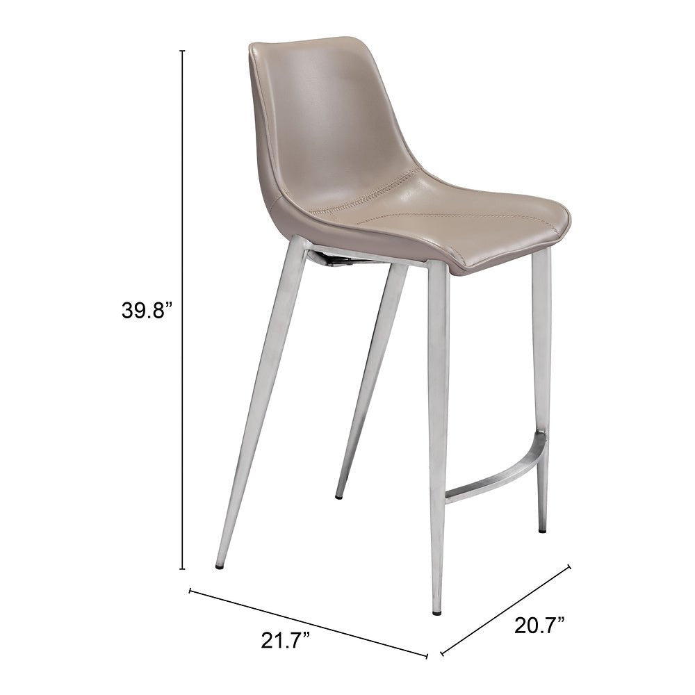 Banco Mostrador para Bar y Barra - ZUO MAGNUS 53x55 102028 - Varios Colores - Asiento y Respaldo Tapizados en Piel Sintética - 102028 - Zuo - NOGAL BEAT - Banco Comercial