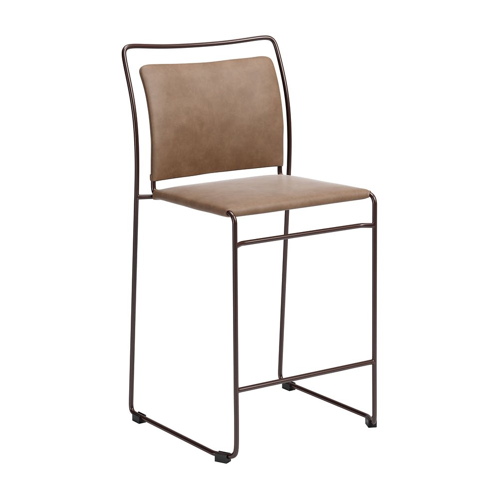 Banco Mostrador para Bar y Barra - ZUO VERBENA - Varios Colores - Asiento y Respaldo Tapizados en Piel Sintética - 111160 - Zuo - NOGAL BEAT - Banco Comercial