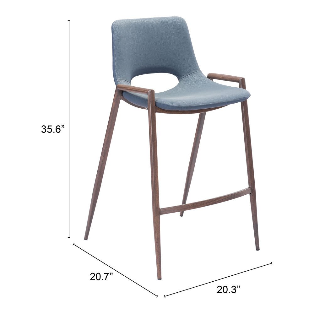 Banco Mostrador para Barra de Hotel - ZUO DESI 52x53 101692 - Varios Colores - Asiento y Respaldo Tapizados en Piel Sintética - 101692 - Zuo - NOGAL BEAT - Banco Comercial