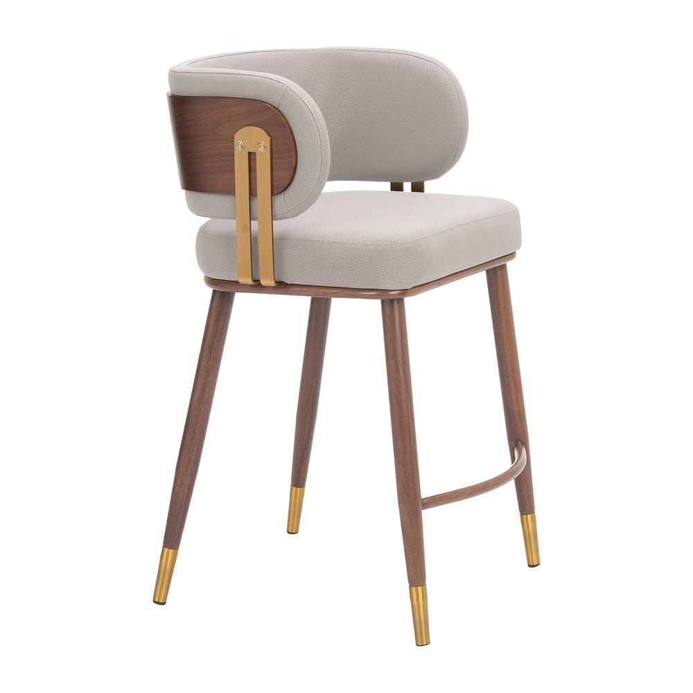 Banco Mostrador para Bistró - ZUO BREW - Varios Colores - Asiento y Respaldo Tapizados en Piel Sintética - 110947 - Zuo - NOGAL BEAT - Banco Comercial