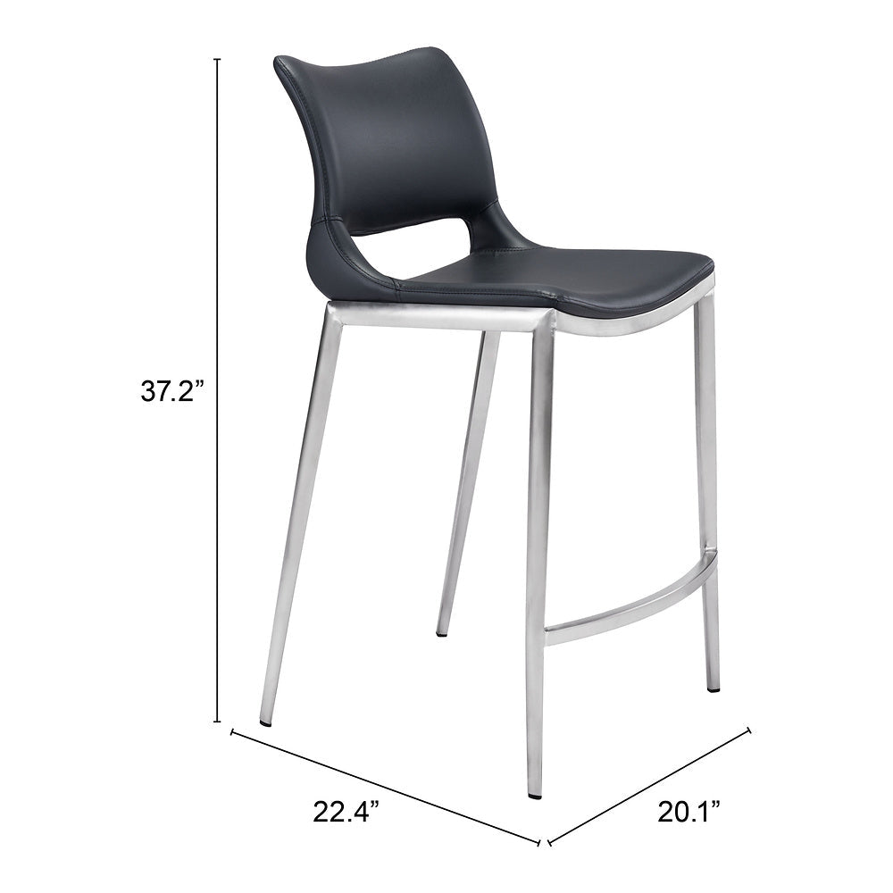 Banco Mostrador para Cafetería - ZUO ACE 51x57 101391 - Varios Colores - Asiento y Respaldo Tapizados en Piel Sintética - 101391 - Zuo - NOGAL BEAT - Banco Comercial