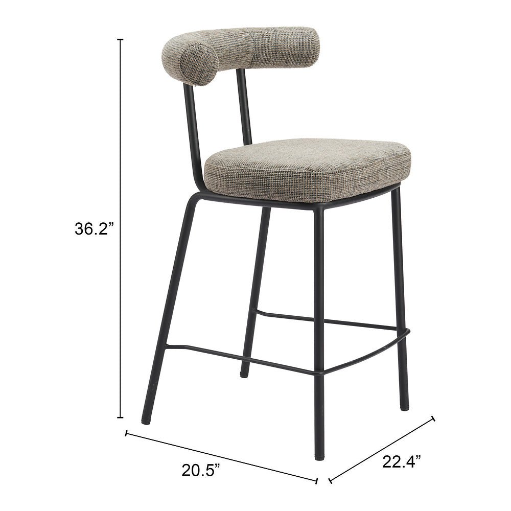 Banco Mostrador para Cafetería - ZUO KEDE - Verde Tweed - Asiento y Respaldo Tapizados - 110099 - Zuo - NOGAL BEAT - Banco Comercial