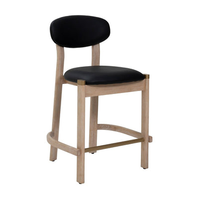 Banco Mostrador para Cafetería - ZUO RILOU - Varios Colores - Asiento y Respaldo Tapizados en Piel Sintética - 111180 - Zuo - NOGAL BEAT - Banco Comercial