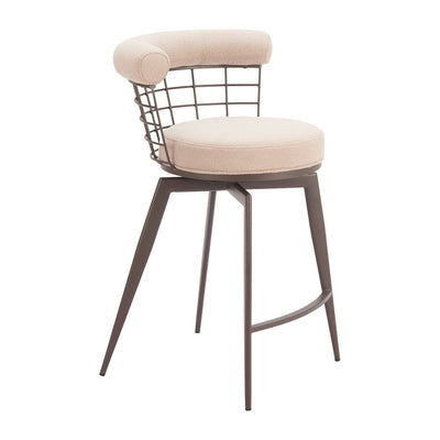 Banco Mostrador para Comedor de Empresa - ZUO SAKU - Varios Colores - Asiento y Respaldo Tapizados en Tejido Texturizado - 110820 - Zuo - NOGAL BEAT - Banco Comercial