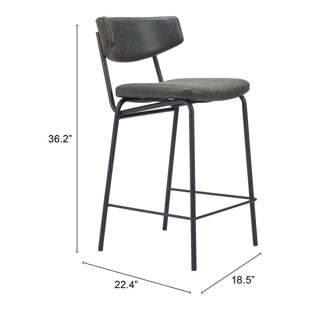 Banco Mostrador para Pub - ZUO CHARON - Varios Colores - Asiento y Respaldo Tapizados en Piel Sintética - 110263 - Zuo - NOGAL BEAT - Banco Comercial