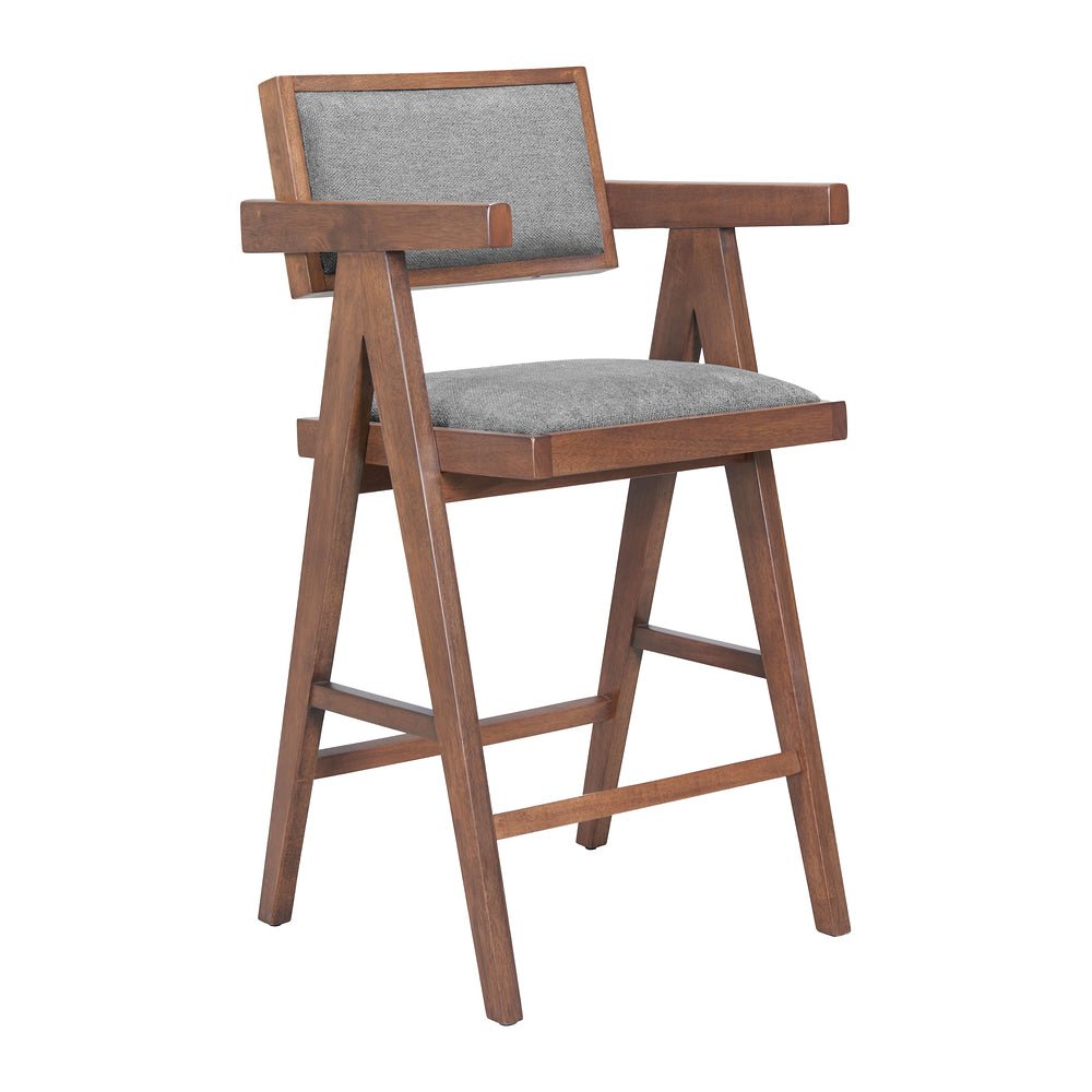 Banco Mostrador para Restaurante - ZUO DELHI - Varios Colores - Asiento y Respaldo Tapizados en Lino Sintético - 110493 - Zuo - NOGAL BEAT - Banco Comercial