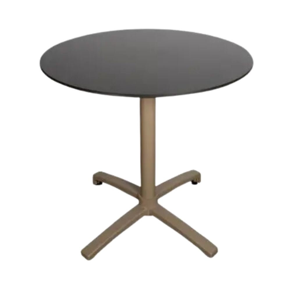 BASE Y CUBIERTA RESOL FALL 70 DIA HPL | Pie de Mesa con Cubierta HPL para Restaurante | 70 cm | Estructura Aluminio Pintado | Interior + Exterior - 05032 - Resol - NOGAL BEAT - Mesas