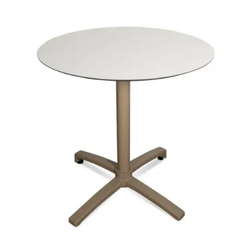 BASE Y CUBIERTA RESOL FALL 70 DIA HPL | Pie de Mesa con Cubierta HPL para Restaurante | 70 cm | Estructura Aluminio Pintado | Interior + Exterior - 05031 - Resol - NOGAL BEAT - Mesas
