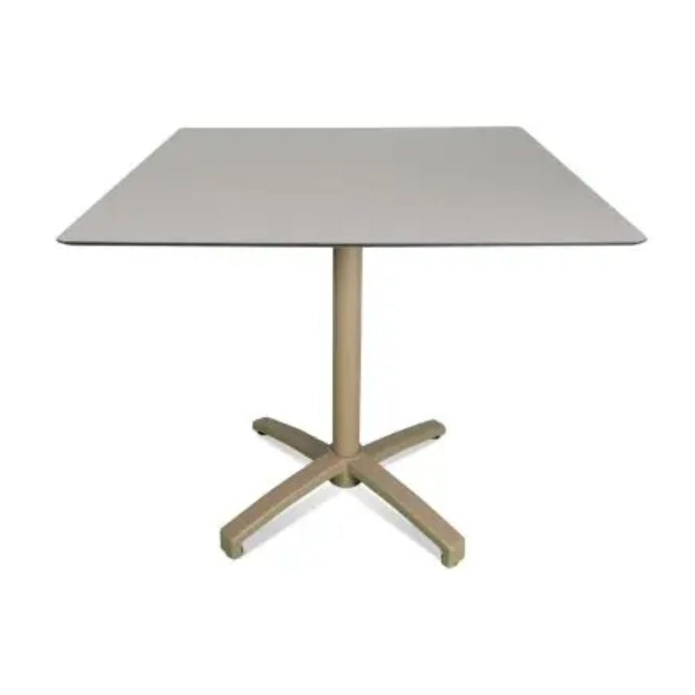 BASE Y CUBIERTA RESOL FALL 70 x 70 HPL | Pie de Mesa con Cubierta HPL para Restaurante | 70 cm | Estructura Aluminio Pintado | Interior + Exterior - 04995 - Resol - NOGAL BEAT - Mesas