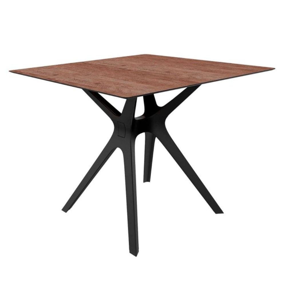 BASE Y CUBIERTA RESOL VELA S 80 X 80 HPL | Pie de Mesa con Cubierta HPL para Restaurante | 72.5 cm | Fibra de Vidrio con PP | Protección UV | Interior + Exterior - 04071 - Resol - NOGAL BEAT - Mesas
