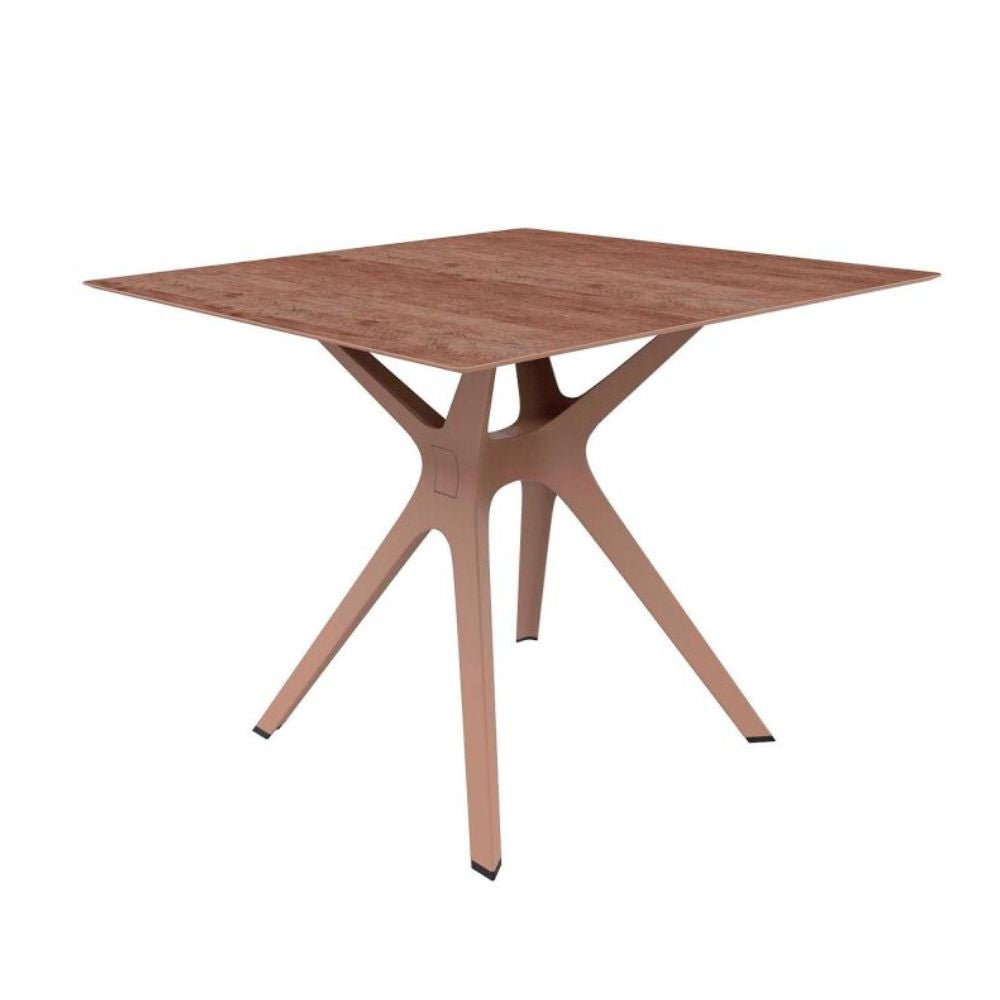 BASE Y CUBIERTA RESOL VELA S 80 X 80 HPL | Pie de Mesa con Cubierta HPL para Restaurante | 72.5 cm | Fibra de Vidrio con PP | Protección UV | Interior + Exterior - 04074 - Resol - NOGAL BEAT - Mesas