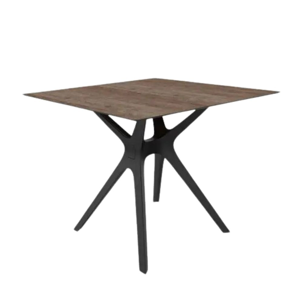 BASE Y CUBIERTA RESOL VELA S 80 X 80 HPL | Pie de Mesa con Cubierta HPL para Restaurante | 72.5 cm | Fibra de Vidrio con PP | Protección UV | Interior + Exterior - 04070 - Resol - NOGAL BEAT - Mesas