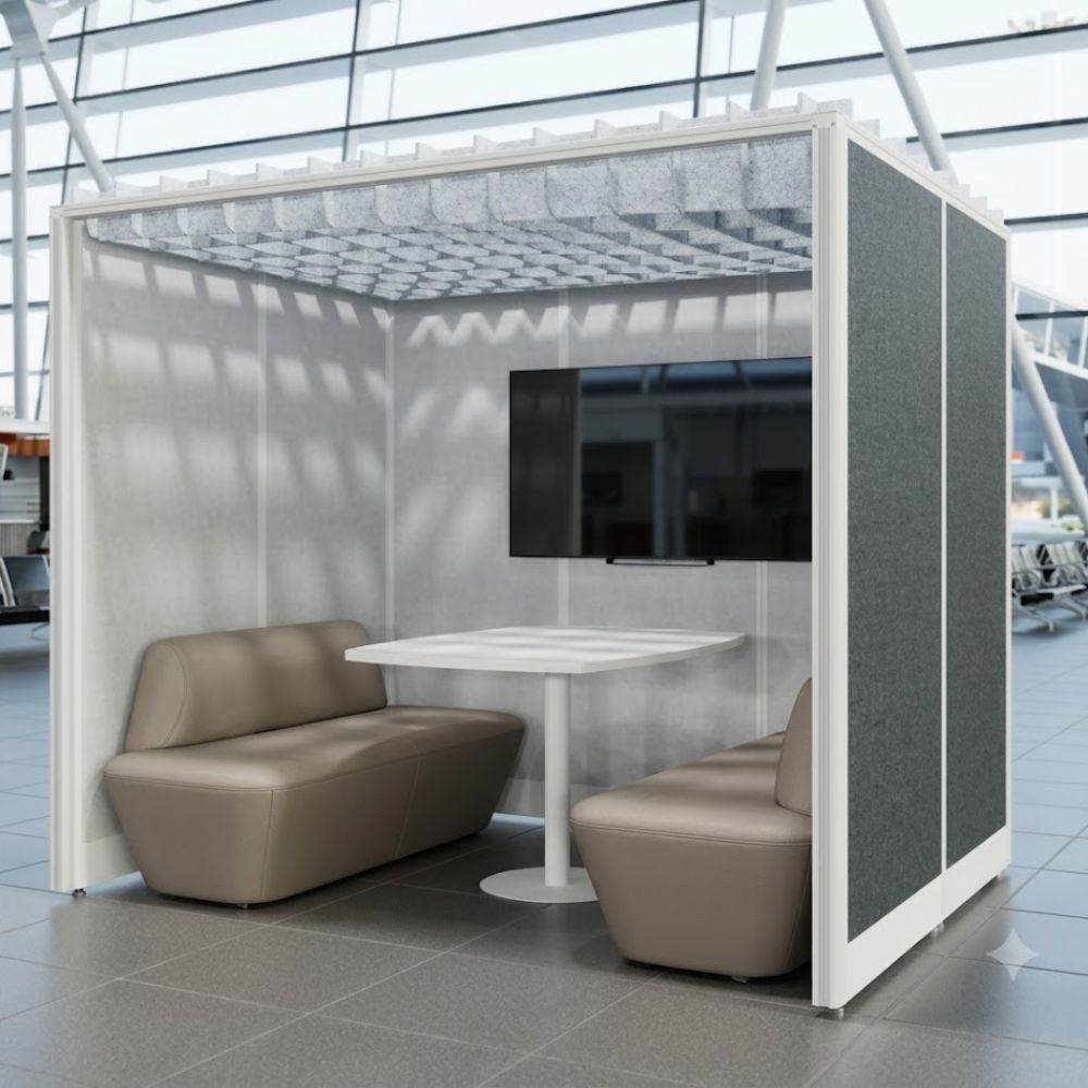 Cabina para Oficina - VERSA CABINA V60 - Fondo 130 cm - Varios Materiales - Lanzamientos - V6-CB1322M LANZAMIENTOS - VERSA - NOGAL BEAT - Panel Acústico
