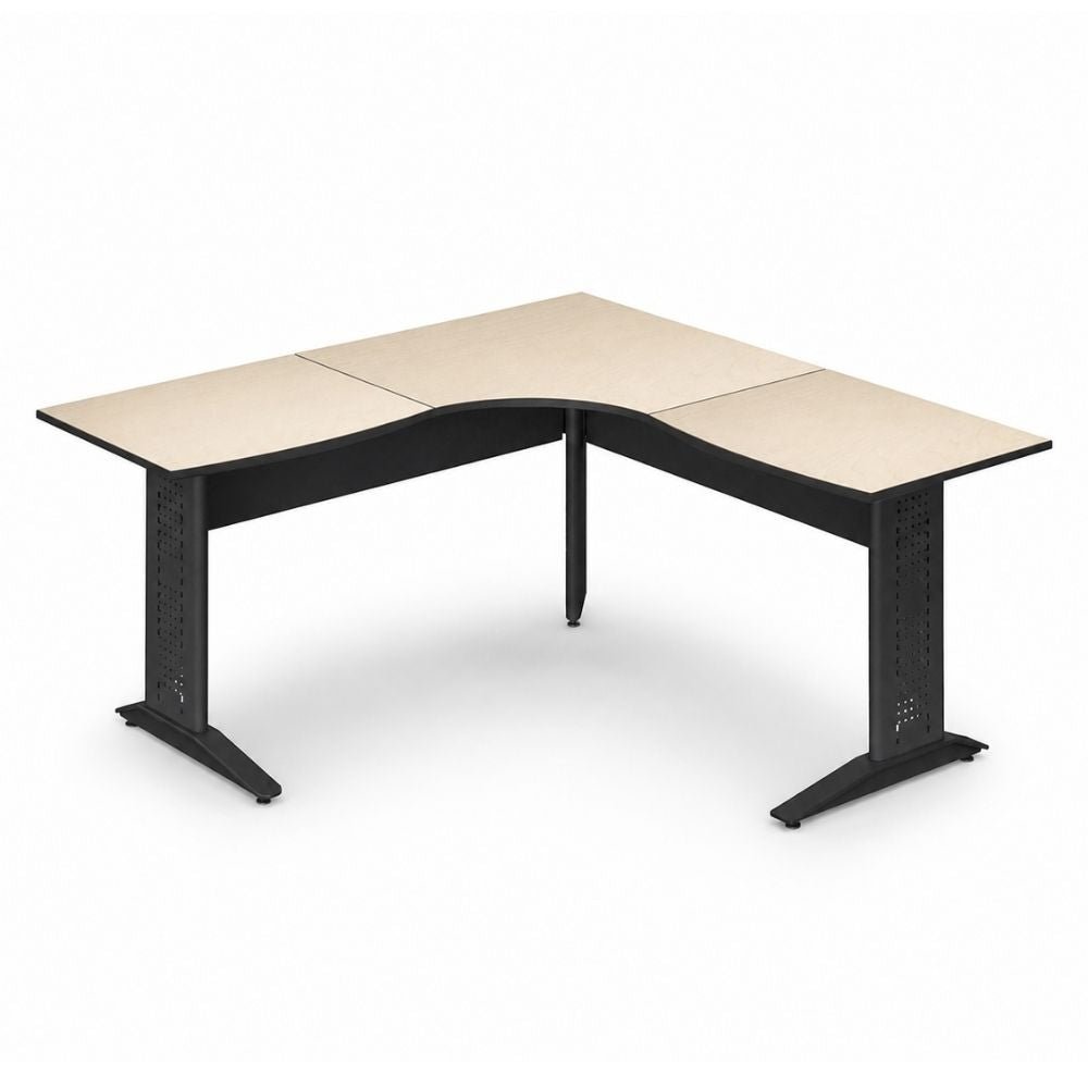 Conjunto Diagonal en L para Oficina - GEBESA CYBER - Frente 160 cm - Estructura Metálica - GAK180MM3M28 - GEBESA - NOGAL BEAT - Escritorio de Oficina
